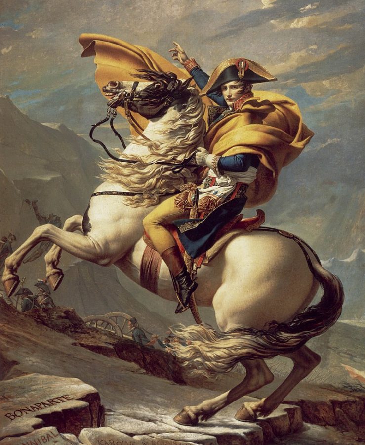 summer inspired by art Jaques Louis David, Napoleon Crossing the Alps, 1801, Château de Malmaison.