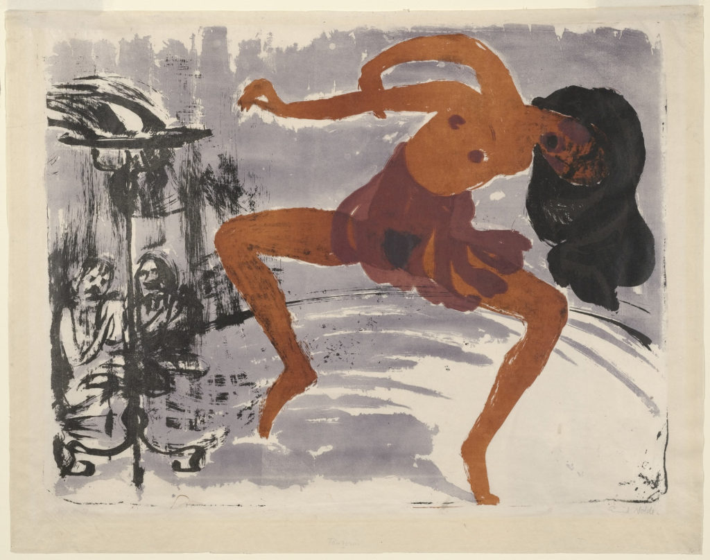Emil Nolde, Dancer, 1913, lithograph, © Nolde Stiftung Seebüll, Germany. german expressionism horror movies