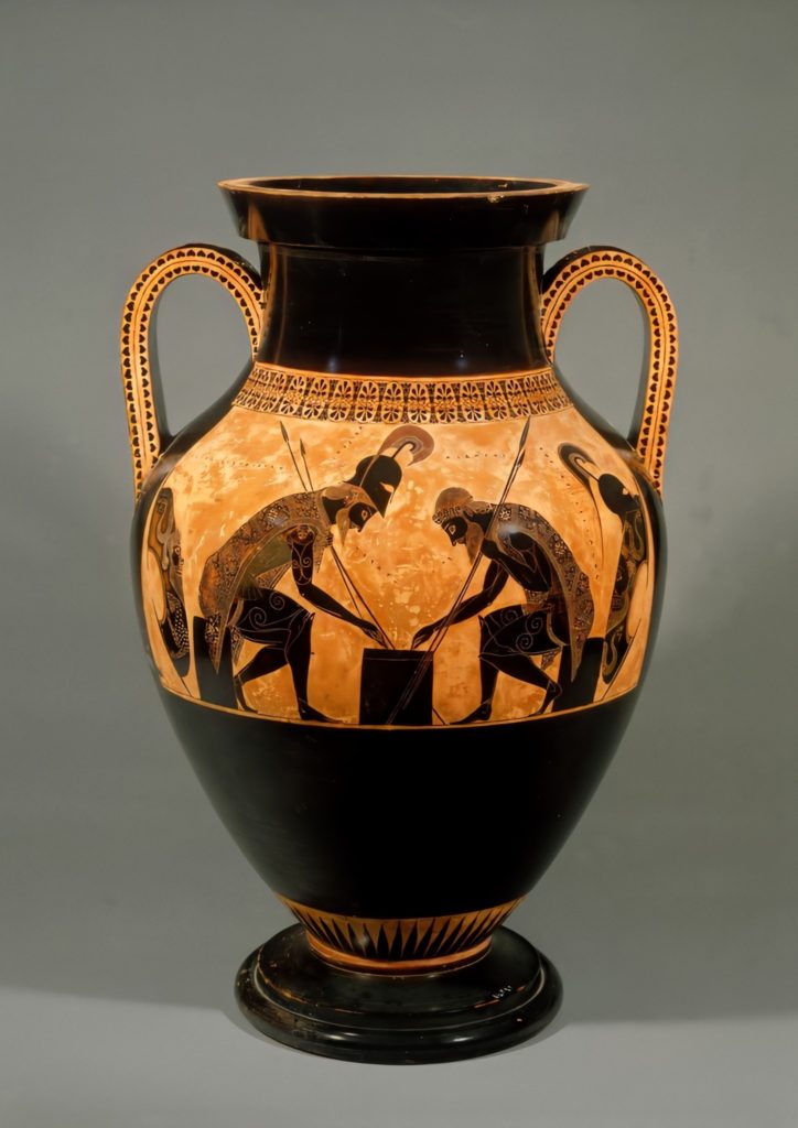 Achilles and Ajax Playing Dice by Exekias Ajax in ancient Greek pottery: 