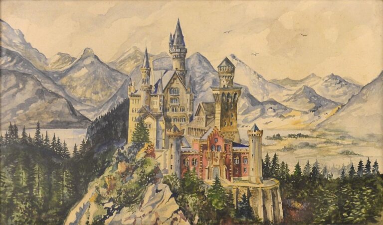 Hitler art: The Art of Adolf Hitler: A watercolor signed by Adolf Hitler depicting Neuschwanstein Castle in Bavaria, Germany, 1914. Wikimedia Commons (public domain).

