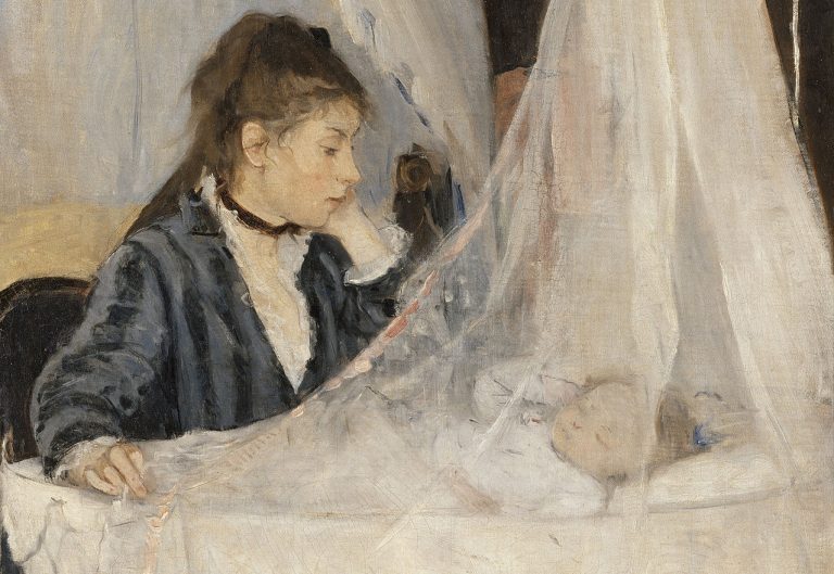 mothers in art: Berthe Morisot, The Cradle, 1872, Musée d’Orsay, Paris, France. Detail.
