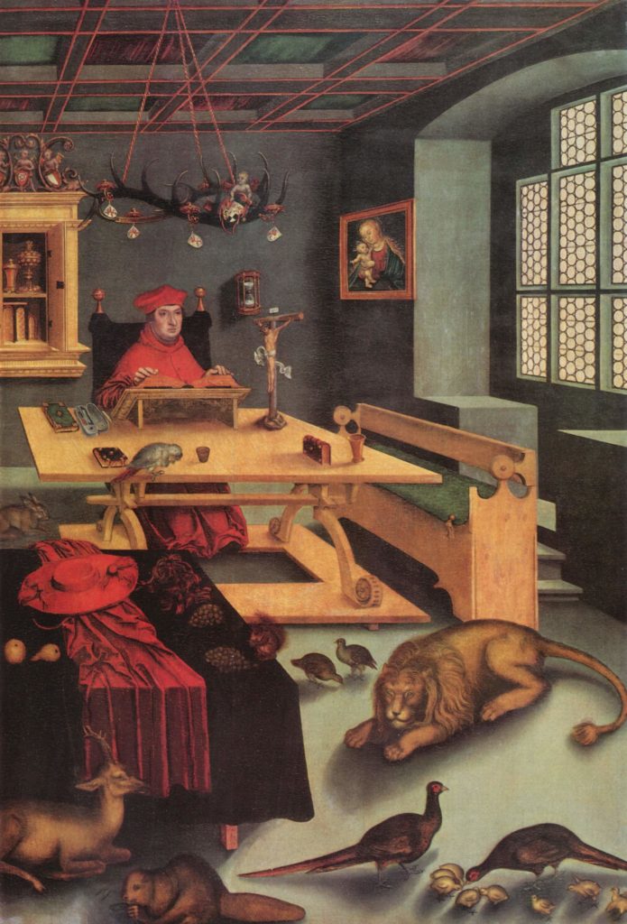 Lucas Cranach the Elder, Albrecht of Brandenbrug as St. Jerome in his study, 1526, John and Mable Ringling Museum, Florida, US. 