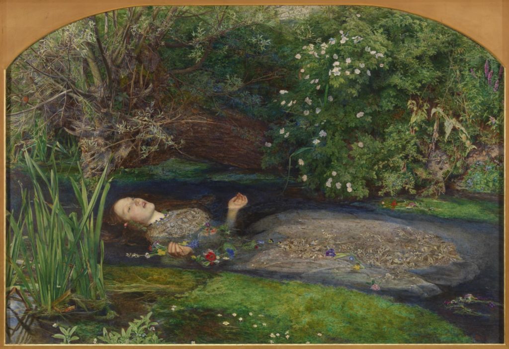 facts about the Pre-Raphaelites: Sir John Everett Millais, The Death of Ophelia, 1851-52, Tate, London, UK.