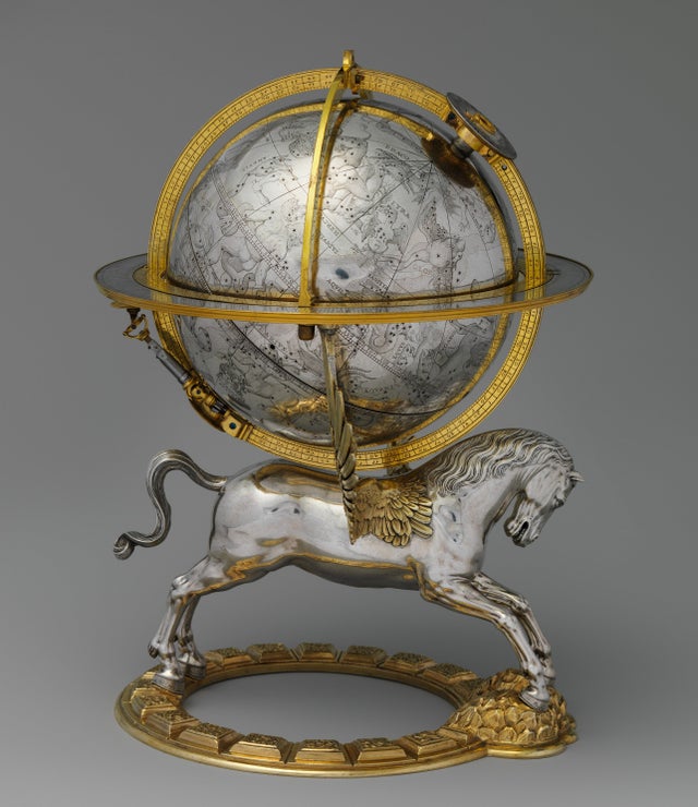 Celestial globe with clockwork, made for the Kunstkammer of Rudolf II, 1579.