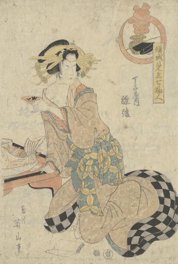 Kikukawa Eizan, The Courtesan Hinaaya of the Chōji House, from the series Courtesans Representing the Seven Gods of Luck, 1814-1817, 38 cm x 25.9 cm, Credit Van Gogh Museum, Amsterdam (Vincent van Gogh Foundation)