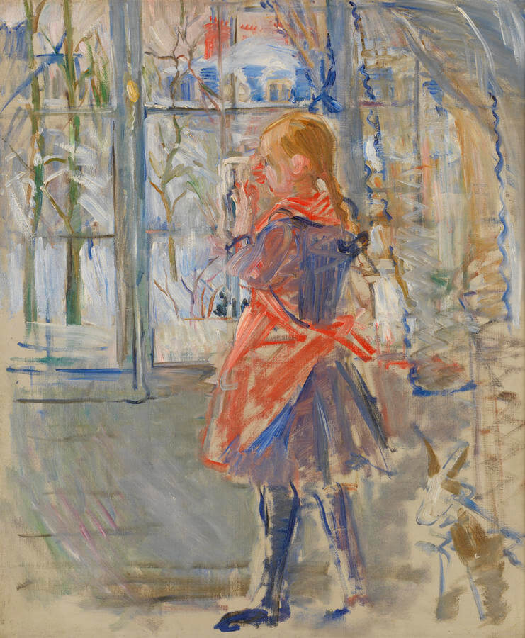 Impressionists dailyart Berthe Morisot, Impressionist, Child in a red apron, 