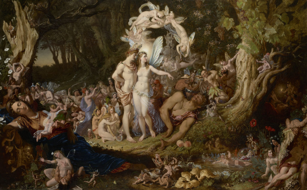 Sir Joseph Noel Paton, The Reconciliation of Oberon and Titania, The King and Queen make peace and sing the lovers to sleep, surrounded by their court