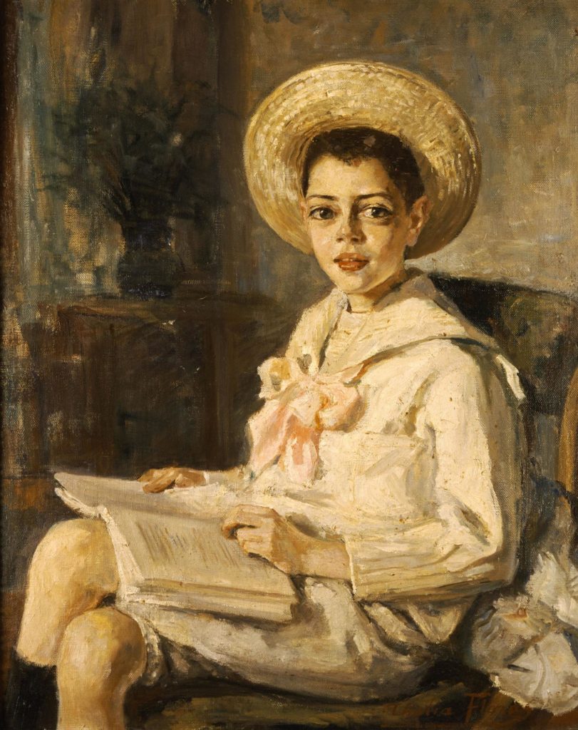 Thalia Flora - Karavia, Boy who reads, c. 1906, oil on canvas, National Gallery of Greece, Athens, Greece.