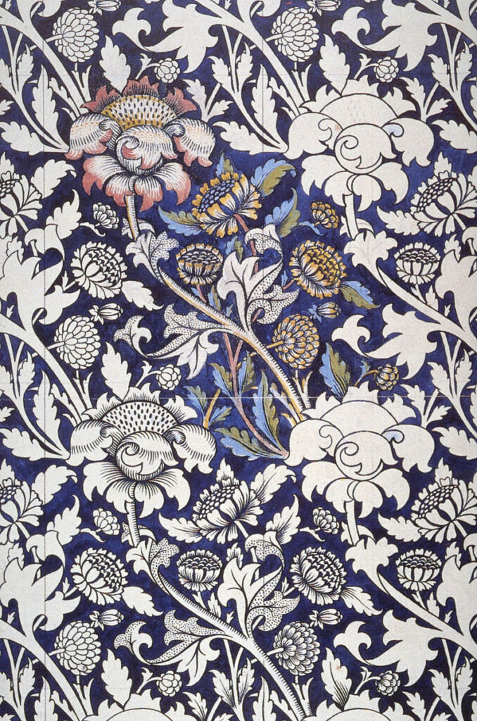 art nouveau William Morris, Textile, c. 1883, printed textile, Source: Wikimedia Commons.