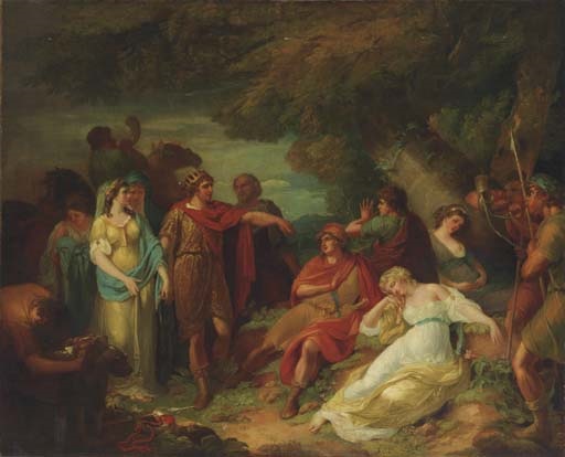 A Midsummer Night’s Dream in art:; Francis Wheatley, Theseus and Hippolyta find the lovers, Theseus and his followers come upon the lovers asleep in the woods