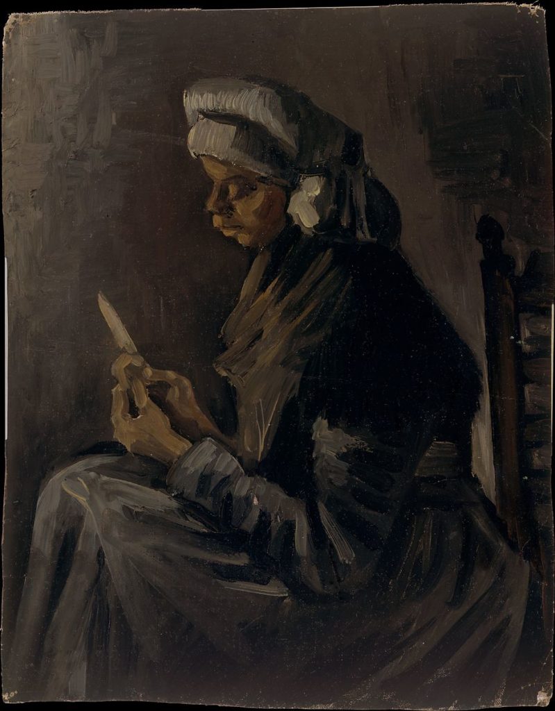 Vincent van Gogh, The Potato Peeler, lady sitting and peeling a potato