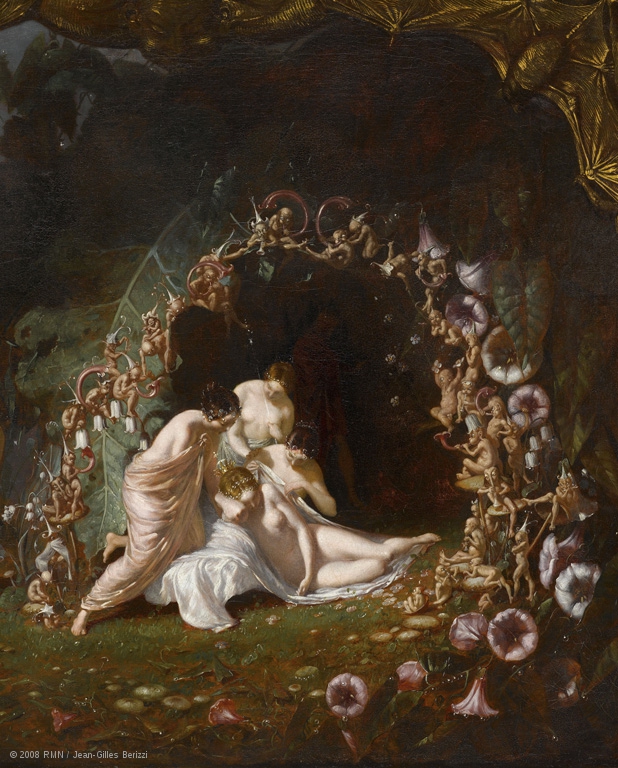 A Midsummer Night’s Dream in art: Richard Dadd, Le Sommeil de Titania, the Queen of the Fairies sleeps in her bower, attended by two of her maids