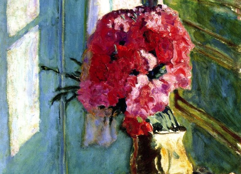 Carnations in Art: Pierre Bonnard, Carnations, ca. 1921, private collection. Wikimedia Commons (public domain). Detail.
