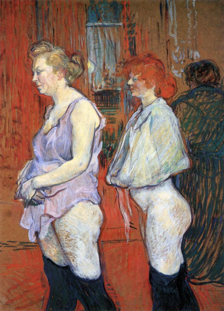 syphilis artists: Henri de Toulouse-Lautrec, Rue des Moulins: The Medical Inspection 
