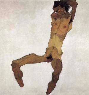 Male nudes in art history: Egon Schiele, Seated Male Nude (Self-Portrait),