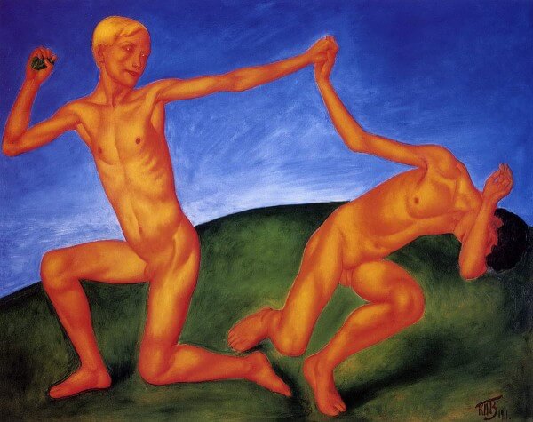Male nudes in art history: Kuzma Petrov-Vodkin, Boys (Boys Playing), 1911,
