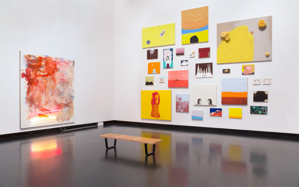 Installation view of Mary Weatherford: Canyon–Daisy–Eden