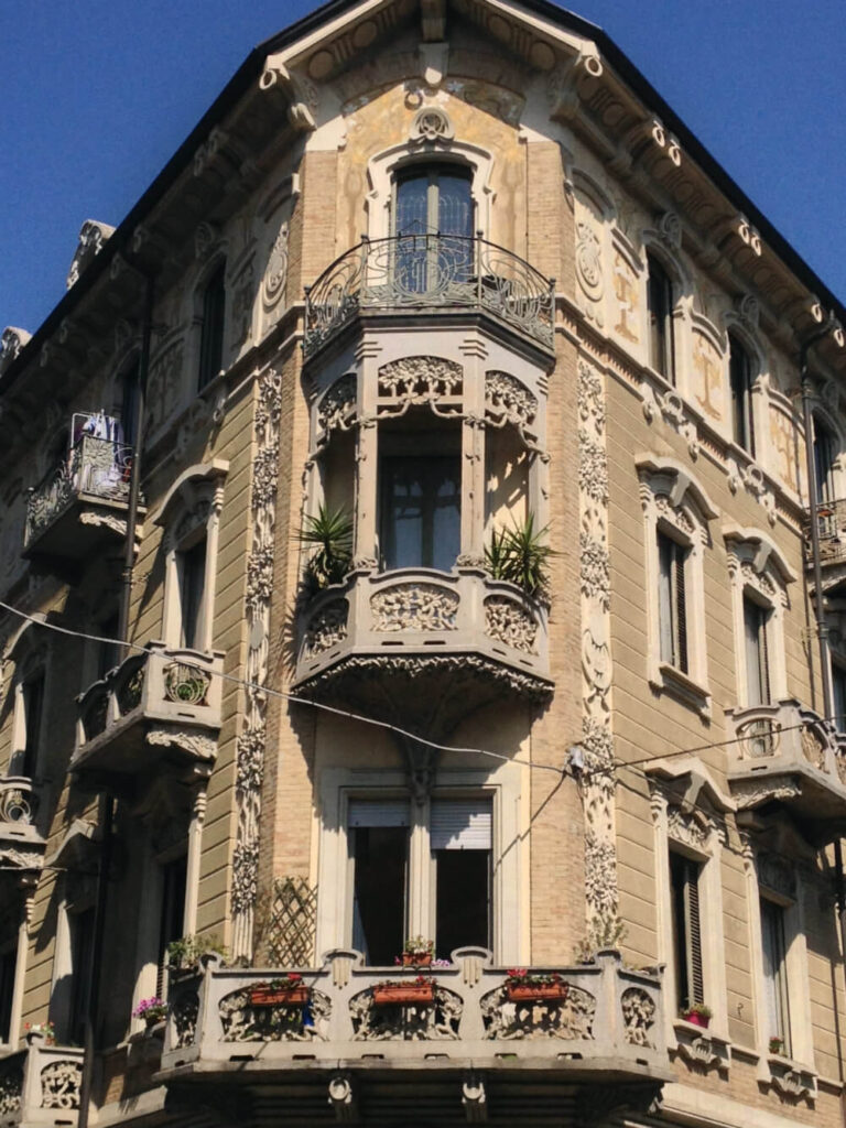 Art Nouveau buildings: Giovan Battista Benazzo, Casa Tasca on Via Beaumont, 3, Turin, Italy.