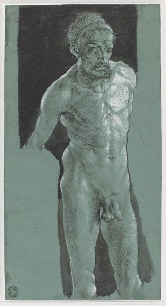 Male nudes in art history: Albrecht Dürer, Nude self-portrait, circa 1509