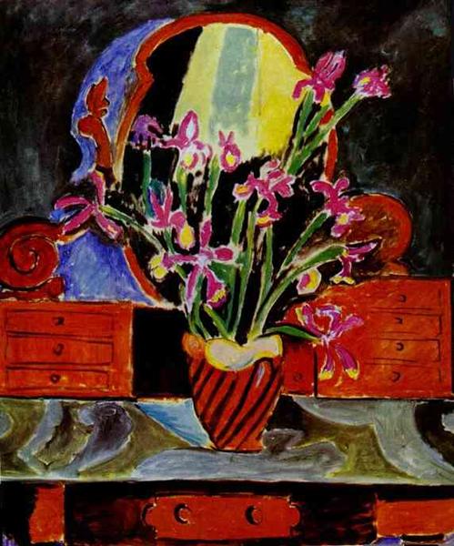 A Vase of Irises which the French artist painted during his stay in Tangier. Henri Matisse Vase of Irises