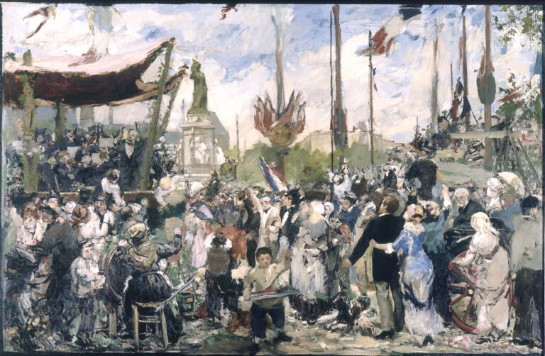 bastille day paintings: Alfred-Philippe Roll, Bastille Day, 1880, Inauguration of the Monument to the Republic, 1882, Petit Palais, Paris, France.

