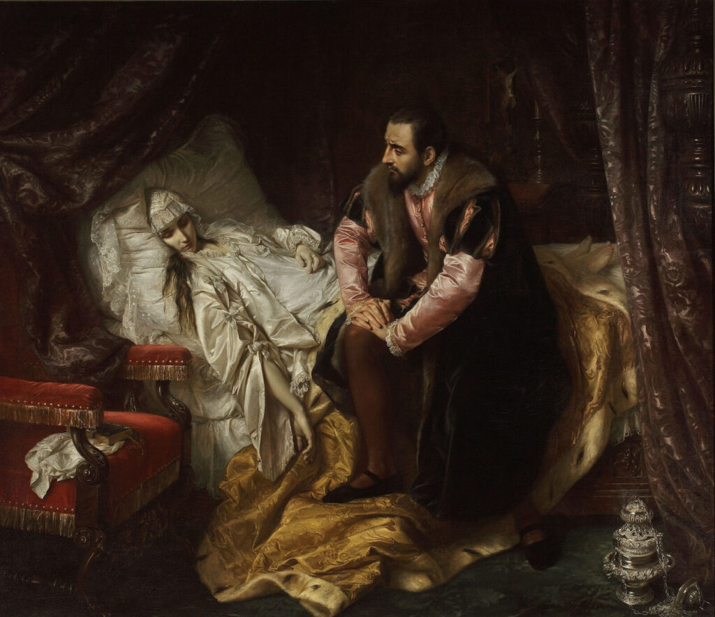 Józef Simmler, Death of Barbara Radziwiłł, 1860, National Museum in Warsaw