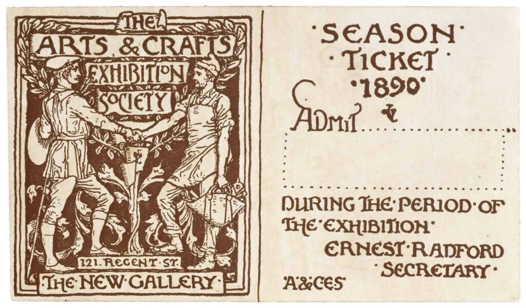 Walter Crane, Season Ticket to the Arts and Crafts Exhibition Society, sepia tones