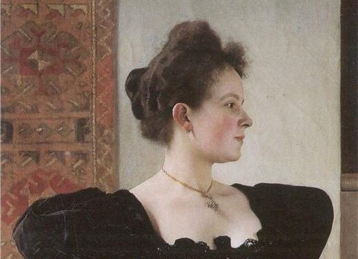 klimt's portraits: Gustav Klimt, Portrait of Marie Breunig, 1894, private collection. Wikimedia Commons Detail.
