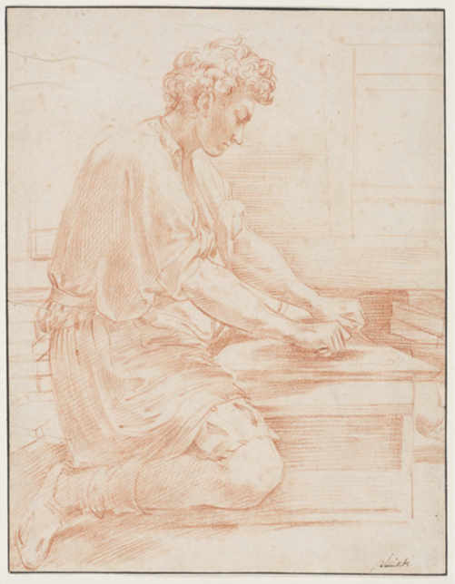 Parmigianino, A Garzone Grinding Pigments