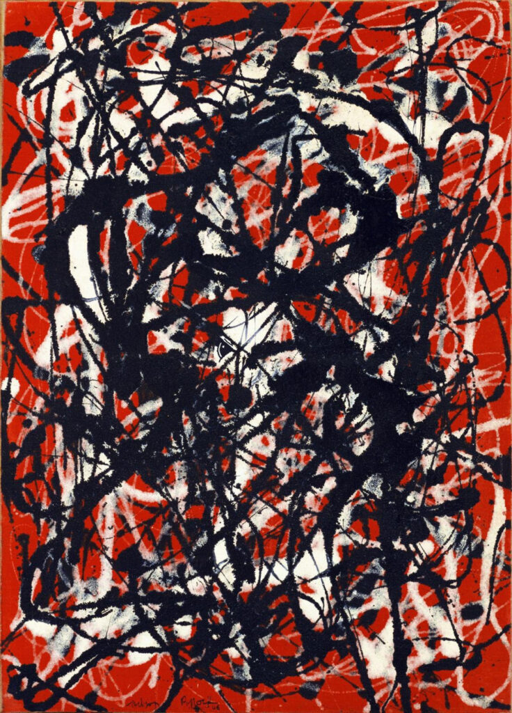 A 2016 painting copy based on Jackson Pollock's Free Form, 1946.