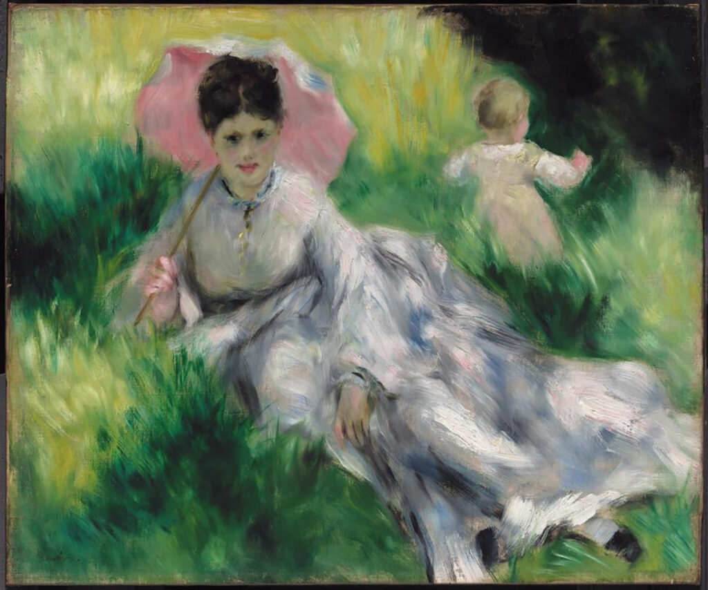 Paintings in The Accountant: Pierre-Auguste Renoir, Woman with a Parasol and Small Child on a Sunlit Hillside