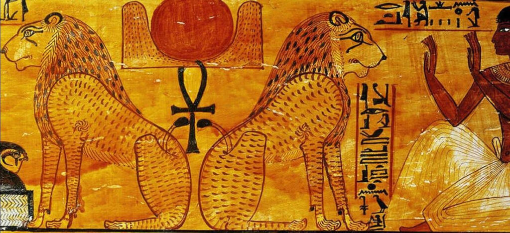 Sacred Cats in Ancient Egypt Decoration of Aker/Ruty from the Sarcophagus of Khonsu