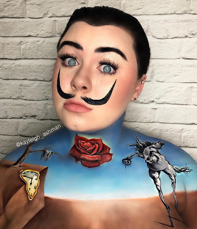 Kayleigh Ashman made a composition of Dali artistic references on her body. Kayleigh_Ashman.