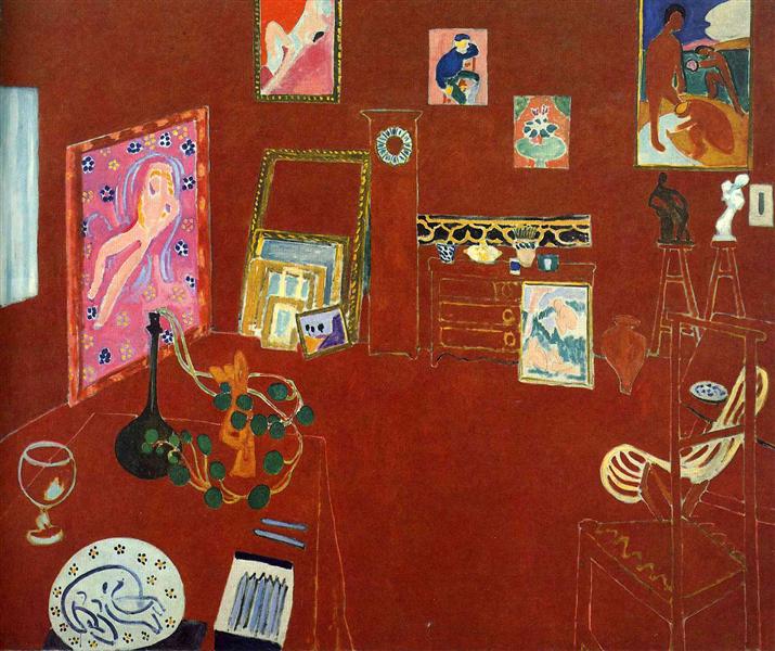 What is hidden in Roy Lichtenstein's Artist's Studio - The Dance: Henri Matisse, Red Studio