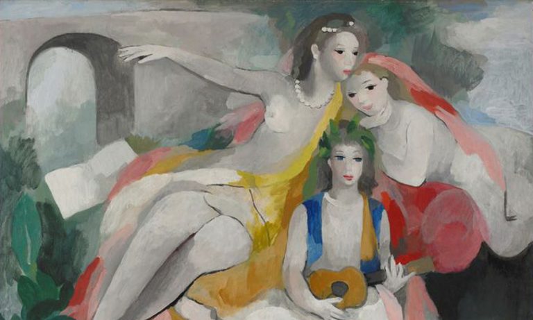 Marie Laurencin: Marie Laurencin, Trois jeunes femmes, c. 1953, Marie Laurencin Museum, Nagano-Ken, Japan. Detail.
