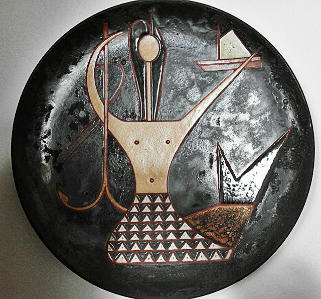 Panos Valsamakis, Mermaid, ceramic plate, Teloglou Collection.