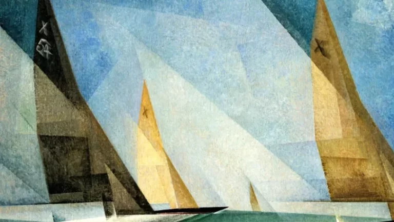 Lyonel Feininger sailboats: Lyonel Feininger, Sailboats, 1929, Detroit Institute of Arts, Detroit, MI, USA. Detail.
