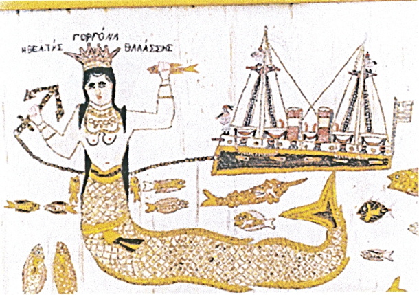 Mermaid, Goddess of the Sea, Historical Museum of Crete, Greece. Artist unknown.
