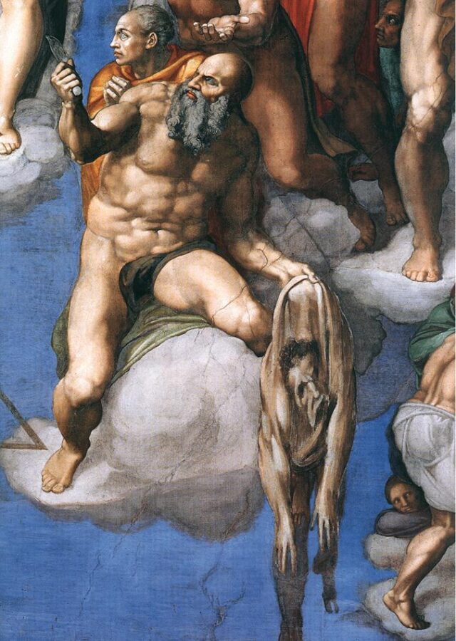 Self-portraits : Michelangelo, The Last Judgement (detail), 1536-41,Sistine Chapel, Vatican City 