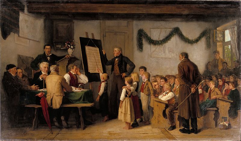 Online Learning Back to the Old School in Art online learning Albert Anker, The school exam