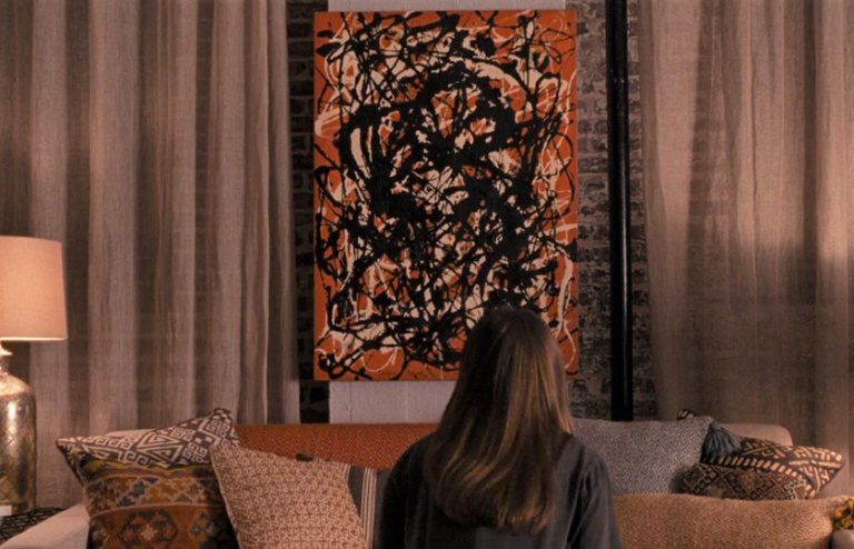 Paintings in The Accountant: Movie still from The Accountant, with a painting copy based on Jackson Pollock’s Free Form, 1946, directed by Gavin O’Connor, 2016. Twitter.
