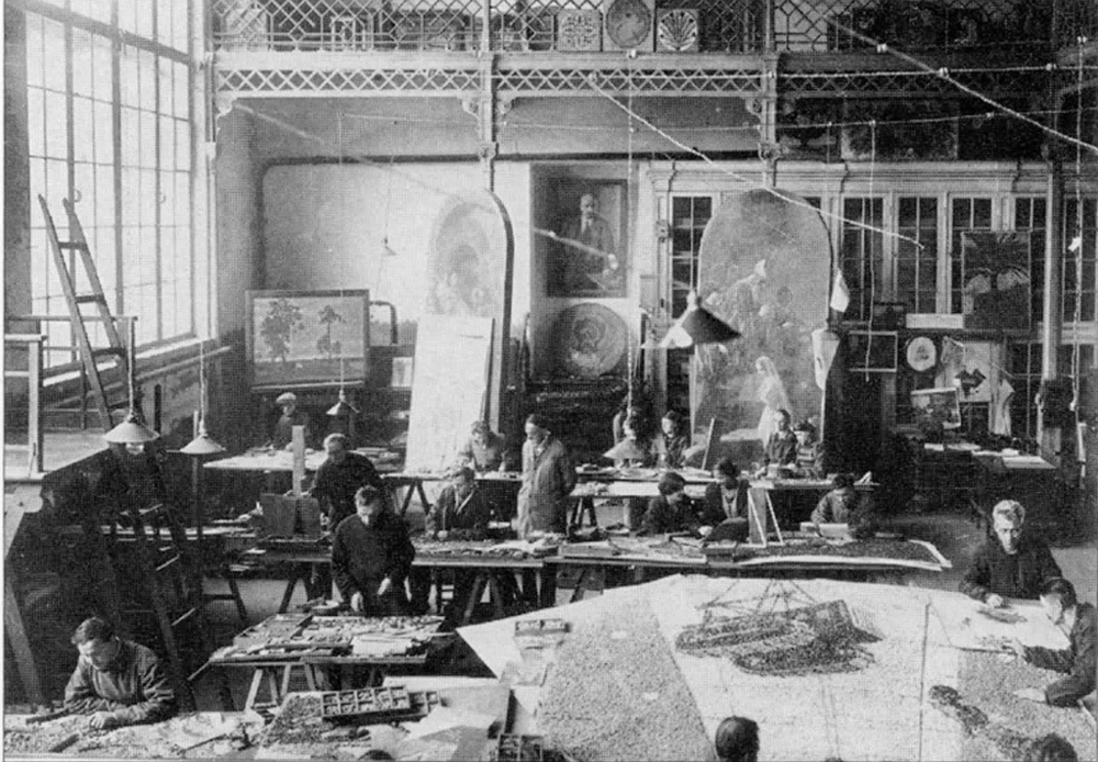 Vladimir Frolov's mosaic workshop, 1940, Moscow, Russia