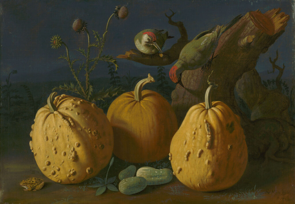 Autumn foods: Štefan Michal-Vörös Izbighy, Still Life with Pumpkins and Cucumbers
