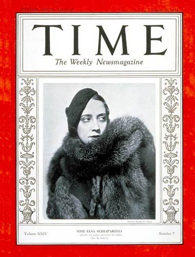 Elsa Schiaparelli on the cover of Time Magazine, 1934.