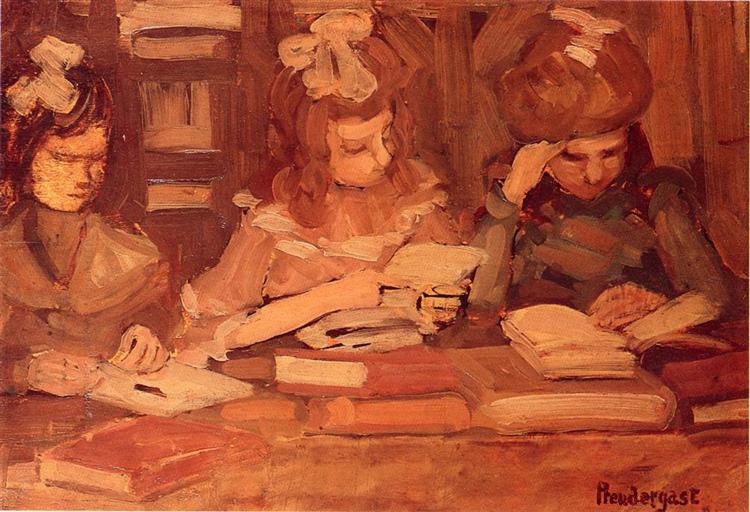Online Learning? Back to the Old School in Art: Maurice Prendergast, In the library (The Three School Girls),