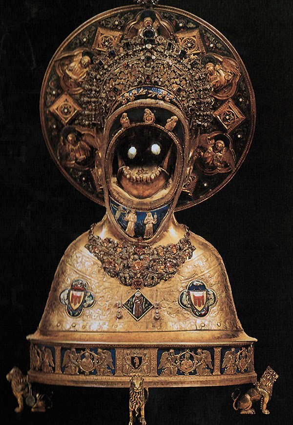 Top 10 Christian Weird Relics: Reliquary with the jawbone of St.Anthony of Padua, Basilica of St.Anthony of Padua, Padua, Italy. 