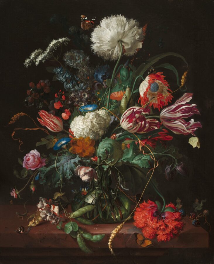 Jan Davidsz de Heem, Vase of Flowers Bugs and critters hiding in paintings: 