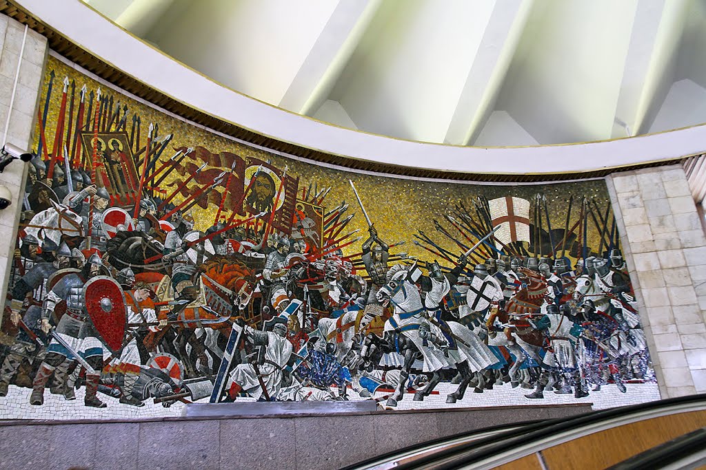10 great Soviet mosaics in Russia: Aleksandr Bystrov, Battle on the Ice,