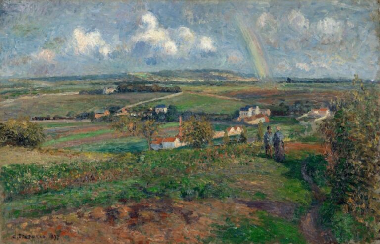 Pissarro rainbow: Camille Pissarro, Rainbow at Pontoise, 1877, Kröller-Müller Museum, Otterlo, Netherlands.
