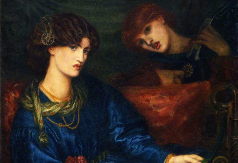 jewelry in Rossetti's paintings: Dante Gabriel Rossetti, Mariana, 1870, Aberdeen Art Gallery, Aberdeen, UK. Detail.
